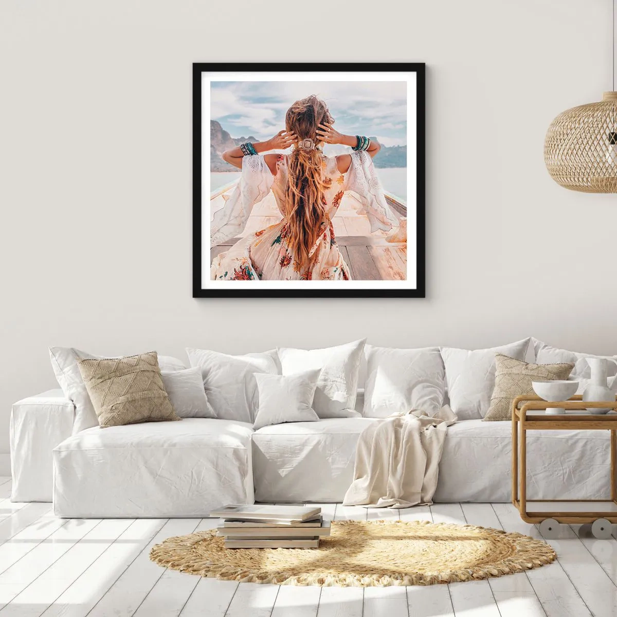 Poster in een zwarte lijst - Op weg naar geluk - 30x30 cm