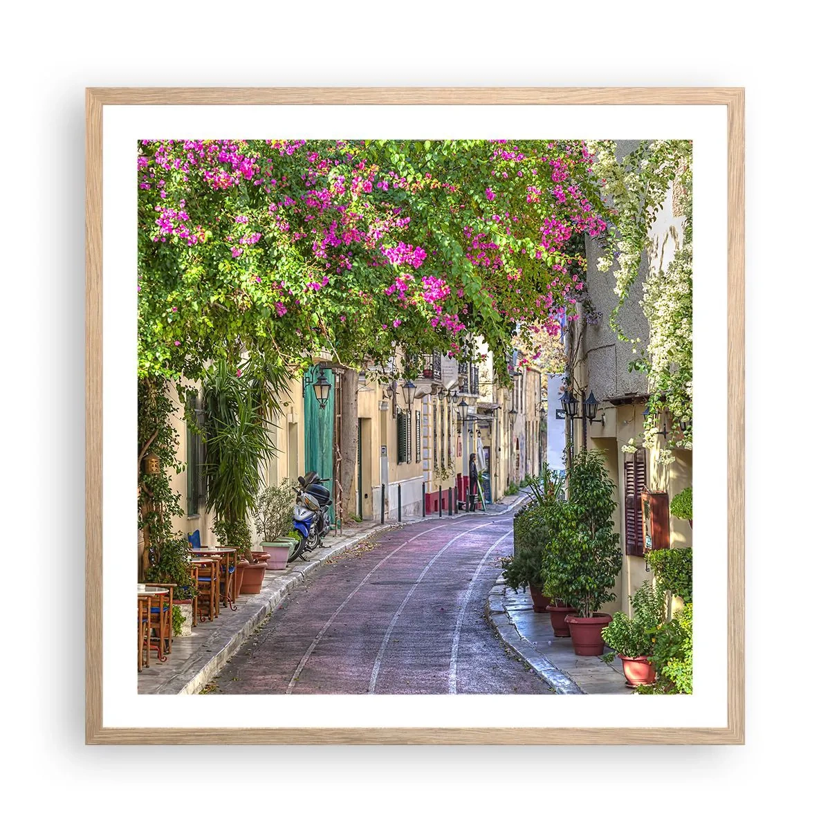 Een poster in een licht eiken lijst - Bloeiende steeg - 60x60 cm