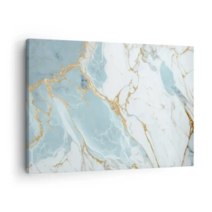Schilderen op canvas - Blauwe en witte marmerpatronen met toegevoegde gouden aderen - 70x50cm - Rijkdom van steen - Moderne wanddecoratie voor woonkamer en slaapkamer ARTTOR