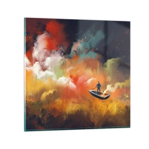 Schilderen op glas - Met de boot door de sterrenstelsel - 70x70 cm