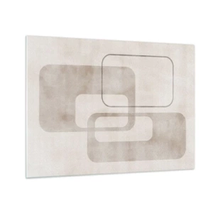 Schilderen op glas - Minimalistische beige rechthoeken op een lichte achtergrond - 70x50cm - Geometrische voeg - Moderne wanddecoratie voor woonkamer en slaapkamer ARTTOR