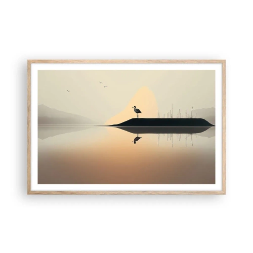 Een poster in een licht eiken lijst - Heer op het meer - 91x61 cm