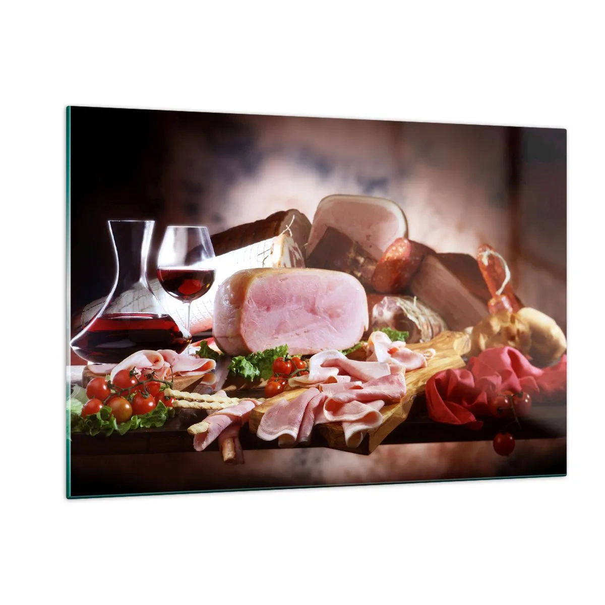 Schilderen op glas - Een culinaire droom met een karaf - 120x80 cm