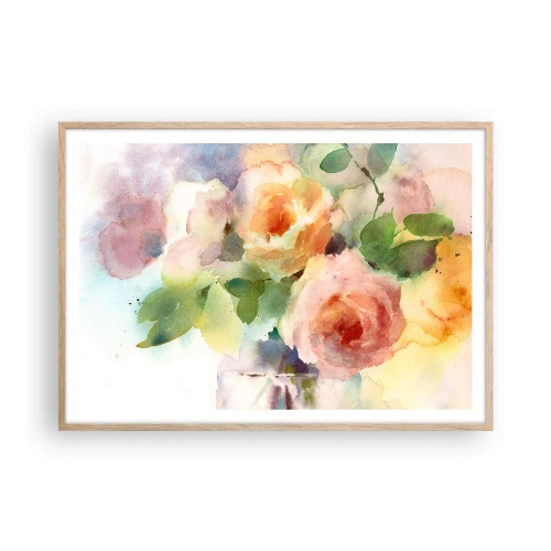 Een poster in een licht eiken lijst - Delicaat als aquarel - 100x70 cm