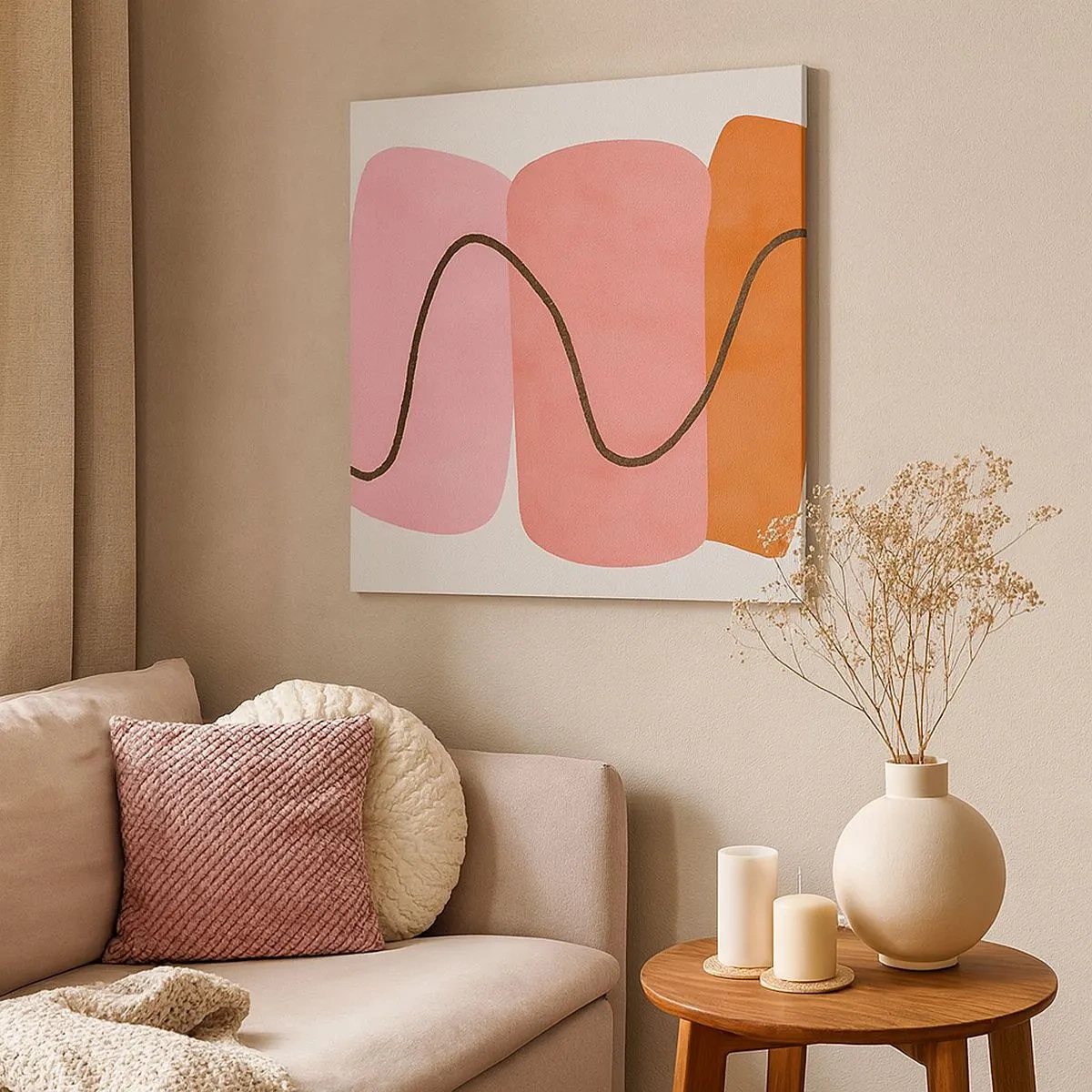 Schilderen op canvas - zachte beweging van vormen - 30x30 cm