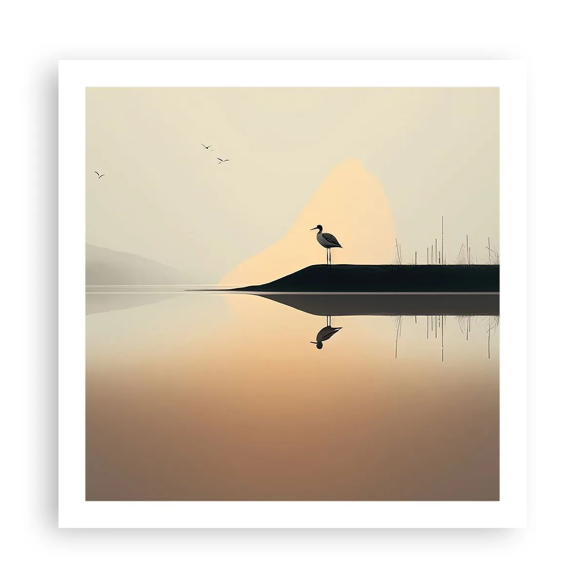 Poster - Heer op het meer - 60x60 cm