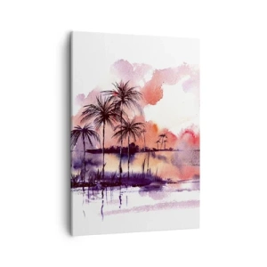 Schilderen op canvas - De rust van de tropen in het rood - 50x70 cm