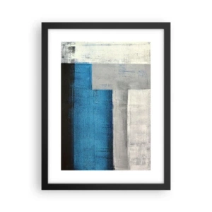 Poster in een zwarte lijst - Een poëtische compositie van grijs en blauw - 30x40 cm