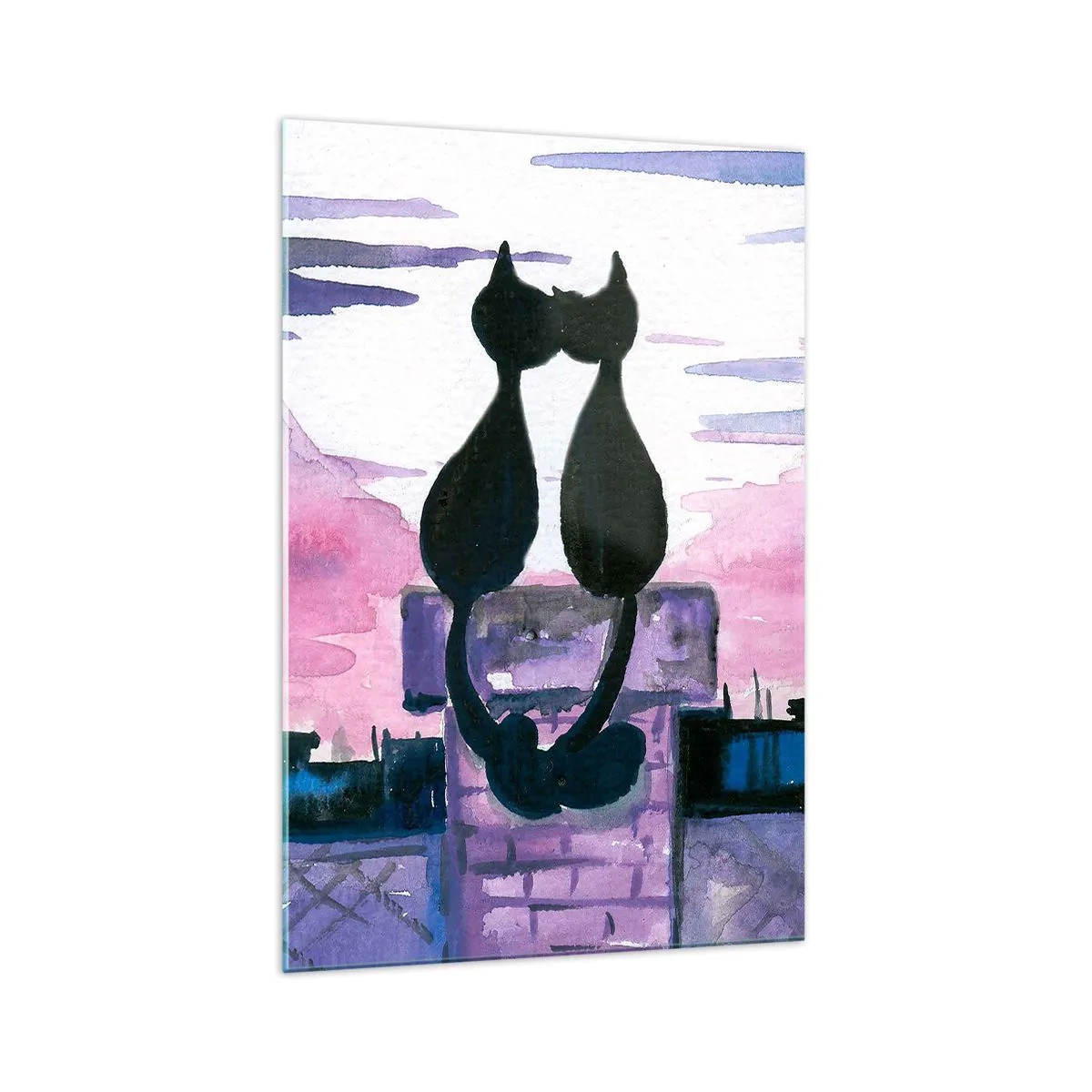 Schilderen op glas - Afspraak onder de maan - 70x100 cm