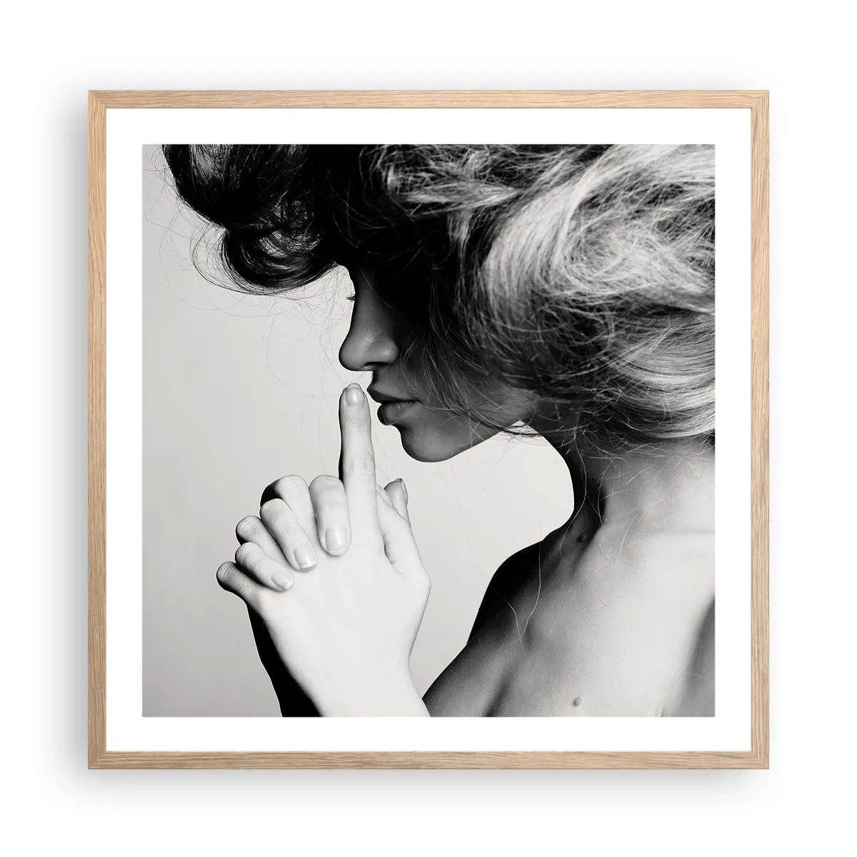 Een poster in een licht eiken lijst - Luisteren naar zichzelf - 60x60 cm