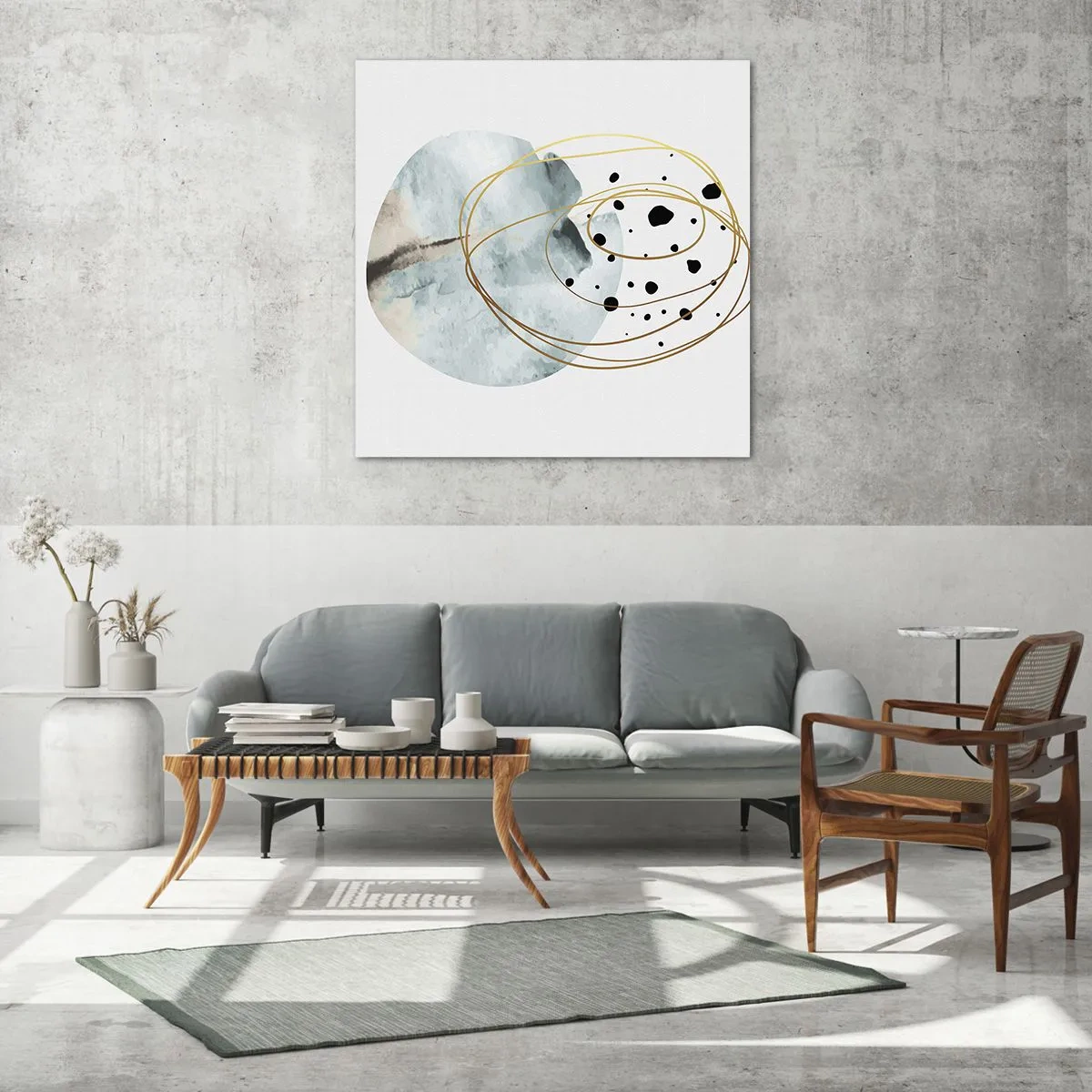 Schilderen op glas - Omarmd door de ruimte - 70x70 cm