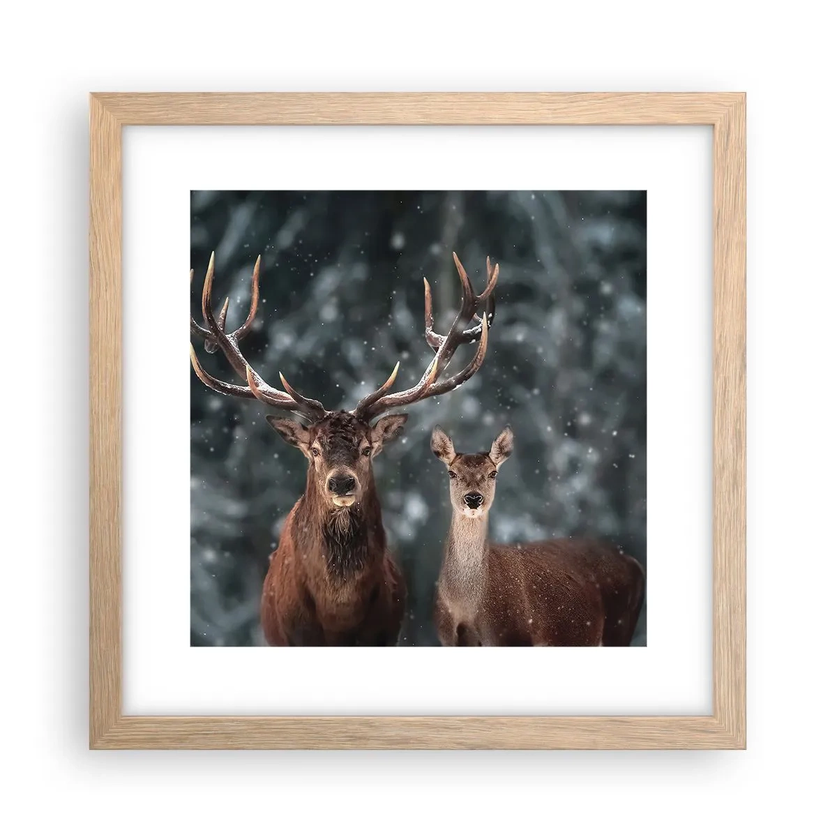 Een poster in een licht eiken lijst - Heer van het bos met zijn vrouw - 30x30 cm