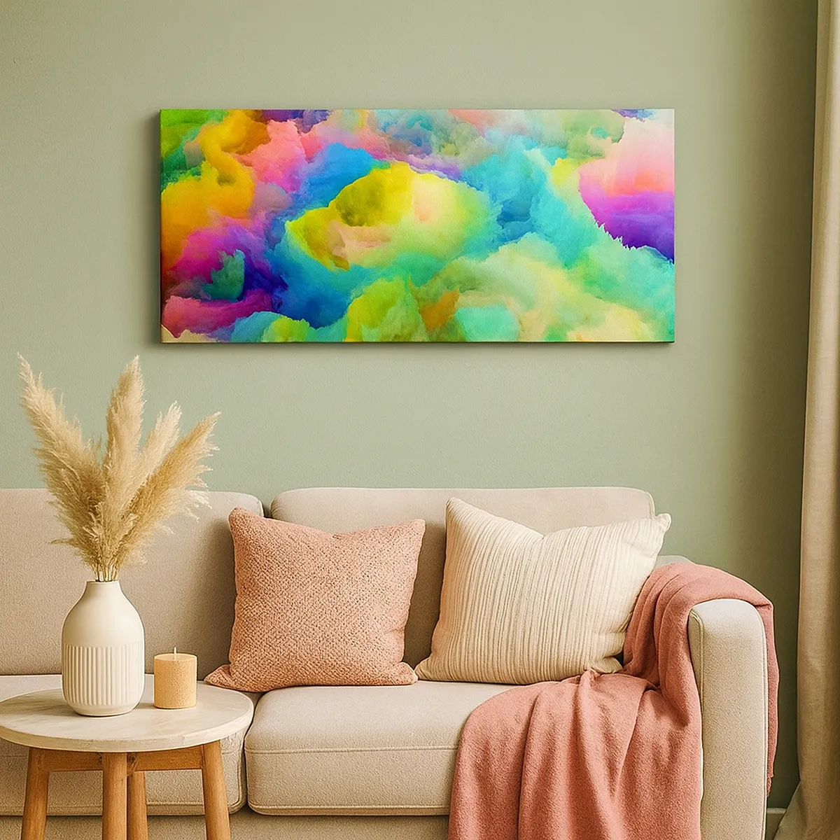 Schilderen op canvas - Regenboog dons - 30x30 cm