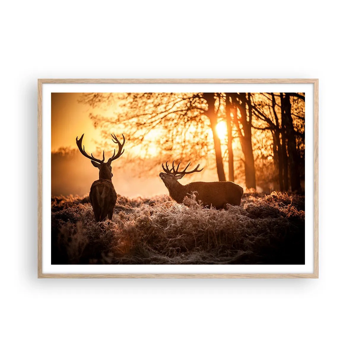 Een poster in een licht eiken lijst - De droom van een jager - 100x70 cm