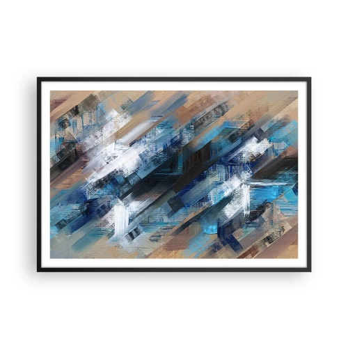 Poster in een zwarte lijst - Op een blauwe diagonaal - 100x70 cm