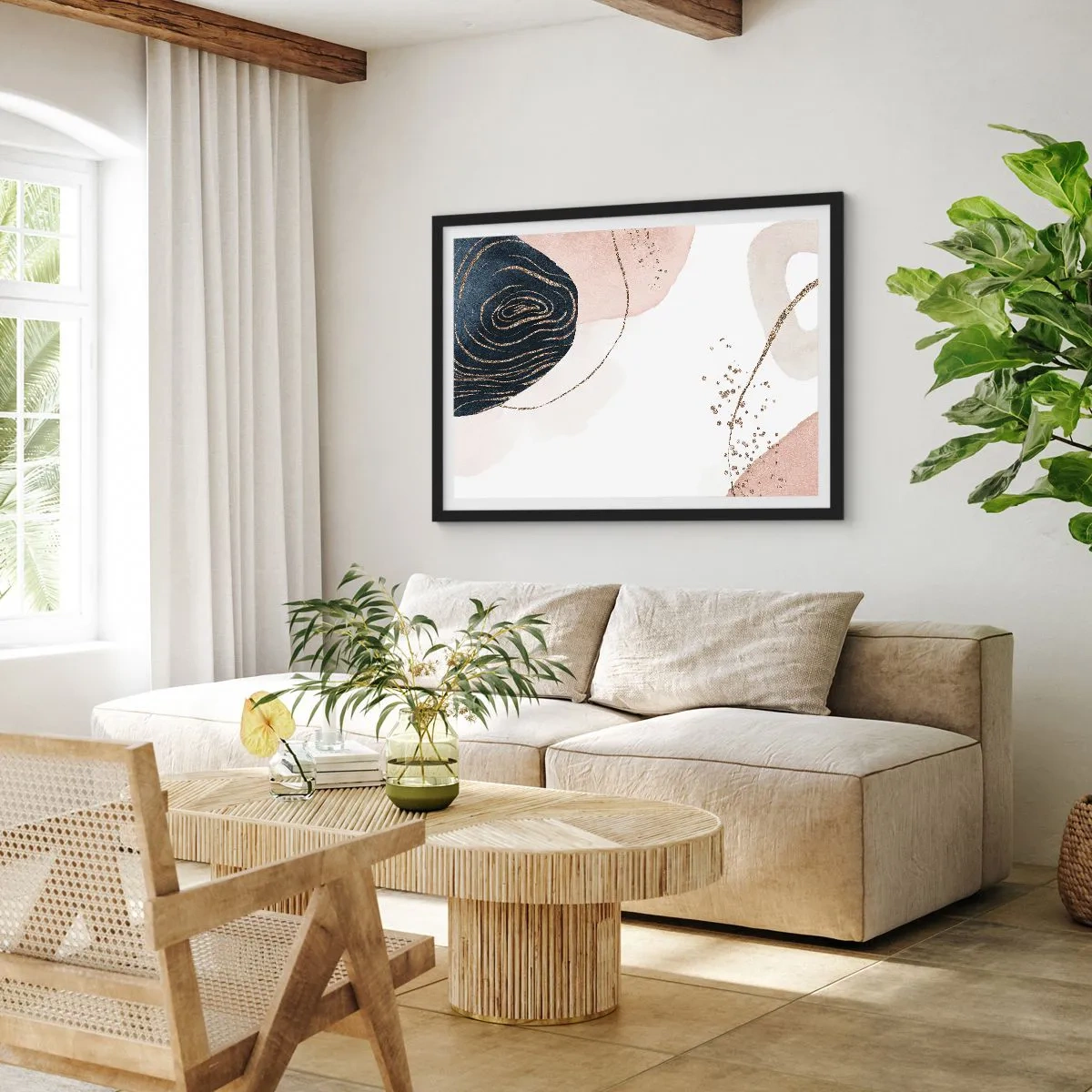 Poster in een zwarte lijst - Alles vloeit - 70x50 cm