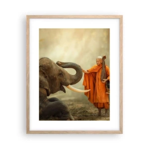 Een poster in een licht eiken lijst - Ontmoeting tijdens een reis - 40x50 cm