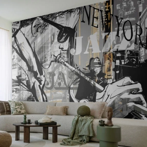 Fotobehang Premium Sand - Op het ritme van New York - New York, Muziek, Jazz - 450x315 cm