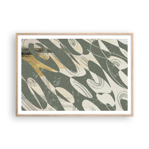 Een poster in een licht eiken lijst - Ritmische abstractie - 100x70 cm