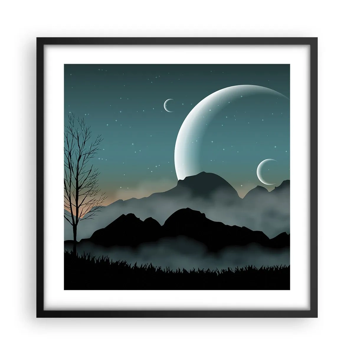 Poster in een zwarte lijst - Carneval in Sterrennacht  - 50x50 cm