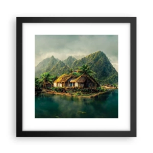 Poster in een zwarte lijst - Tropisch paradijs - 30x30 cm