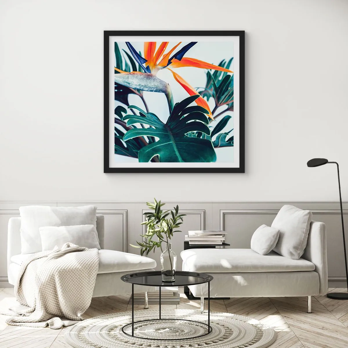 Poster in een zwarte lijst - Vogelstruik - 50x50 cm