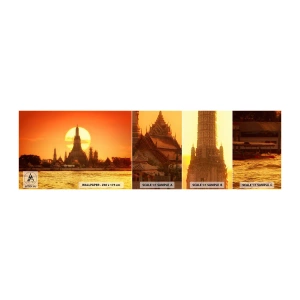 Fotobehang Staaltje Standard Eco - Naar de zon, altijd naar de zon toe - Bangkok, Tempel van de Dageraad, Thailand - 100x30 cm
