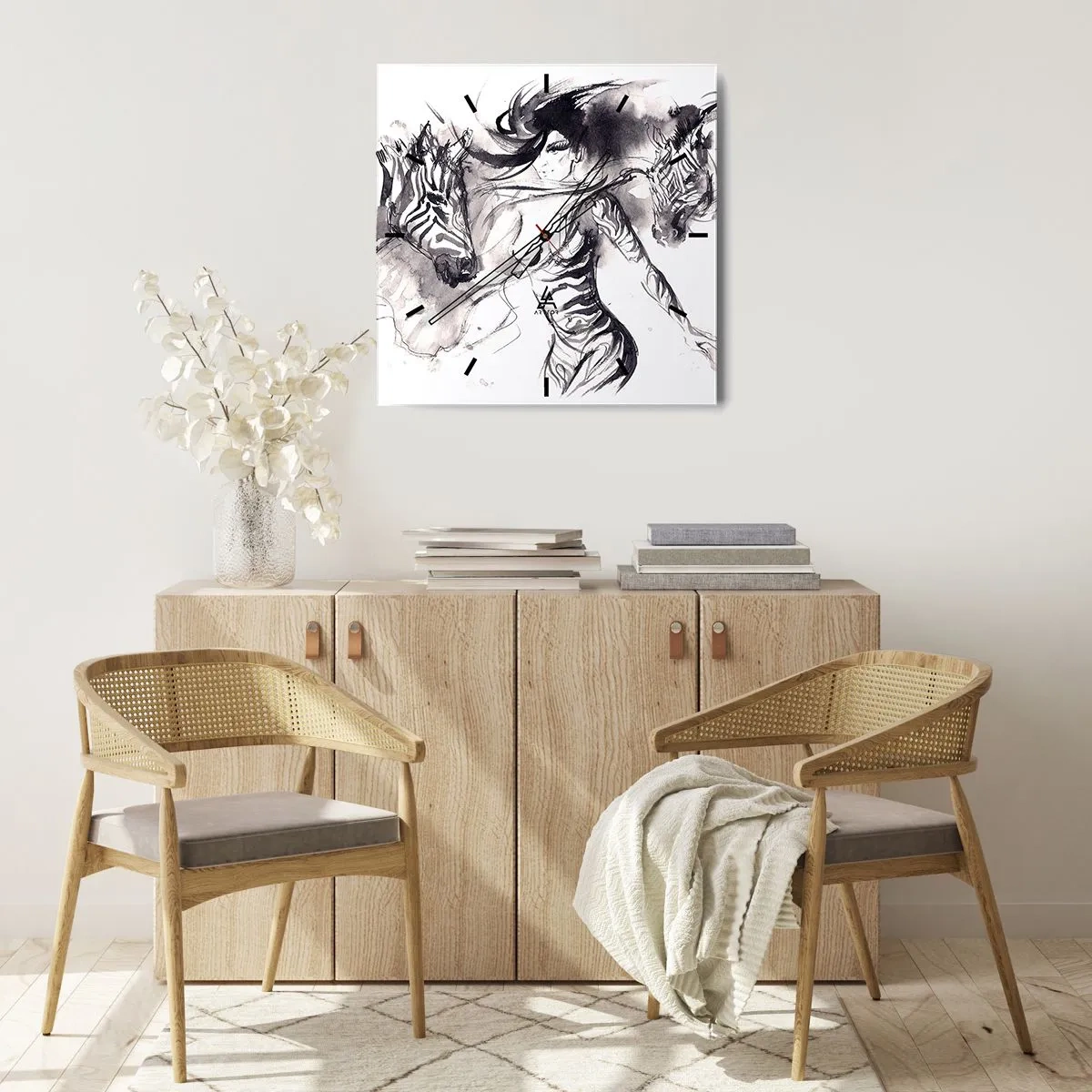 Wandklok - Klok - Dansend met de zebra's - 40x40 cm