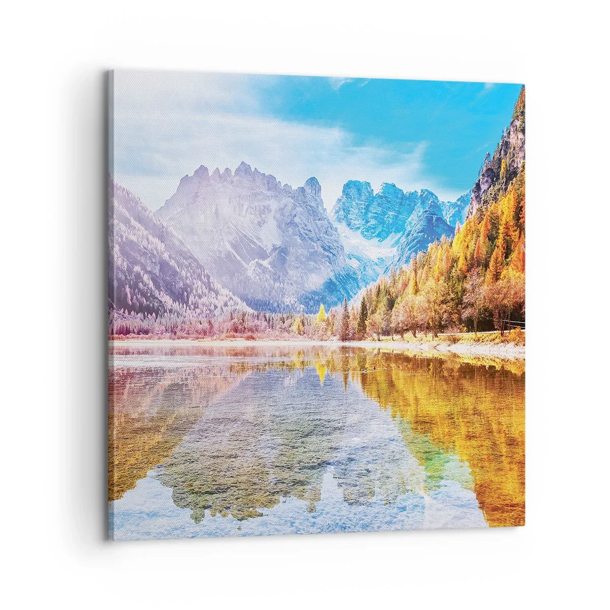 Schilderen op canvas - En het is al herfst in de bergen - 60x60 cm