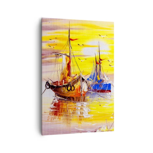 Schilderen op canvas - Een welverdiende rust in de haven - 70x100 cm