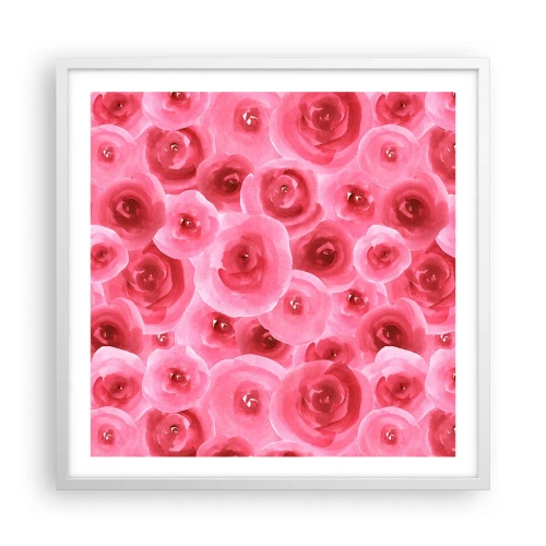 Poster in een witte lijst - Rozen onder en boven - 60x60 cm