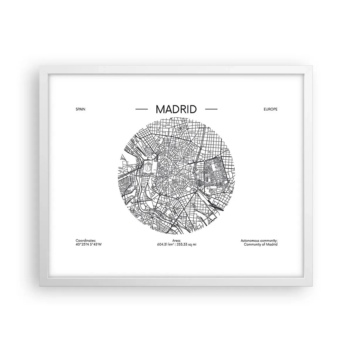 Poster in een witte lijst - Anatomie van Madrid - 50x40 cm
