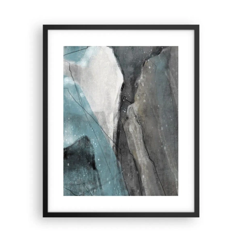 Poster in een zwarte lijst - Abstractie: rotsen en ijs - 40x50 cm