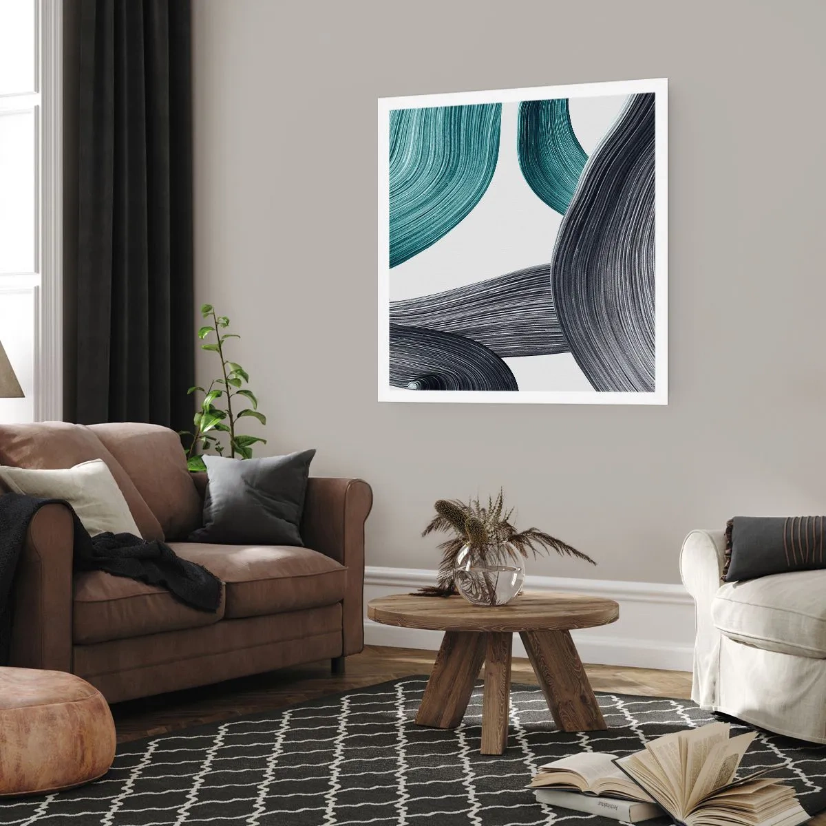 Poster - Smaragdgroene en zwarte paden - 40x40 cm