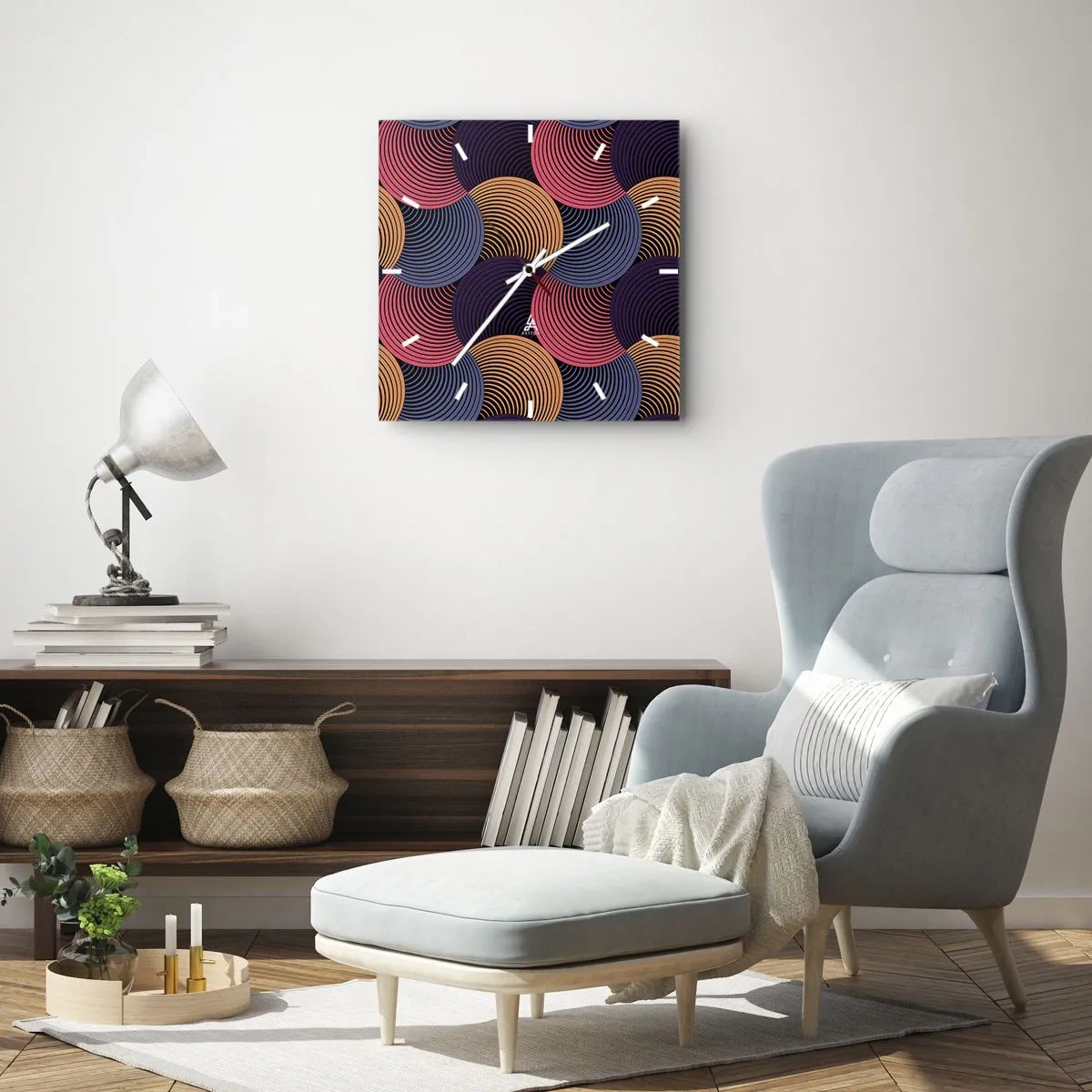 Wandklok - Klok - In een cirkelvormig ritme - 40x40 cm