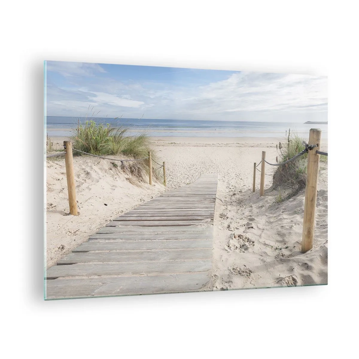 Schilderen op glas - Pad naar het strand met uitzicht op zee - 70x50cm - naar de horizon - Moderne wanddecoratie voor woonkamer en slaapkamer ARTTOR