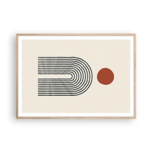 Een poster in een licht eiken lijst - Magnetisme van vormen en kleuren - 100x70 cm