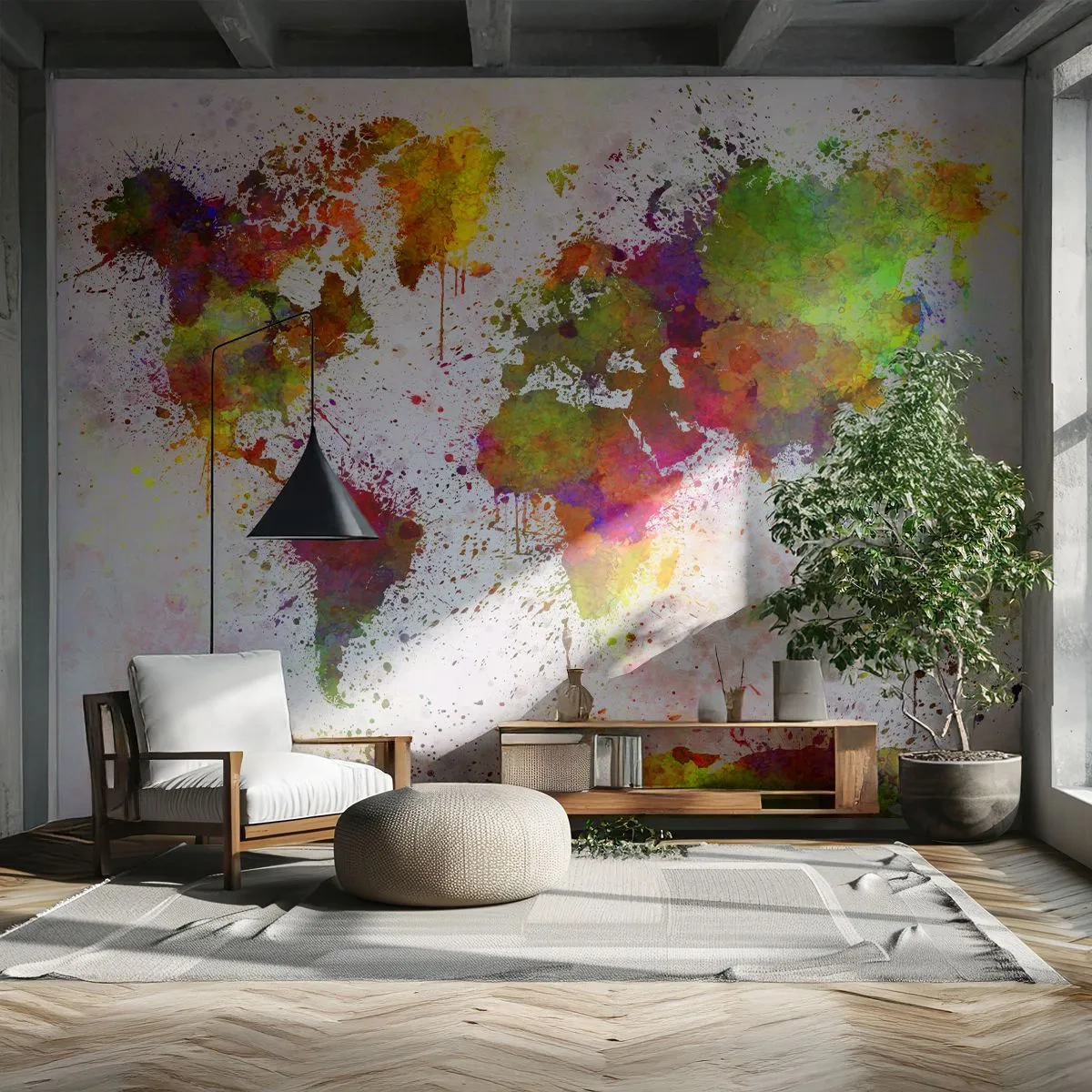 Fotobehang Standard Eco - Op de een of andere manier is het hetzelfde geworden - Wereldkaart, Continenten, Deel - 400x280 cm