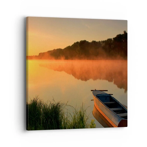 Schilderen op canvas - Zonsopgang boven het water als een spiegel - 40x40 cm