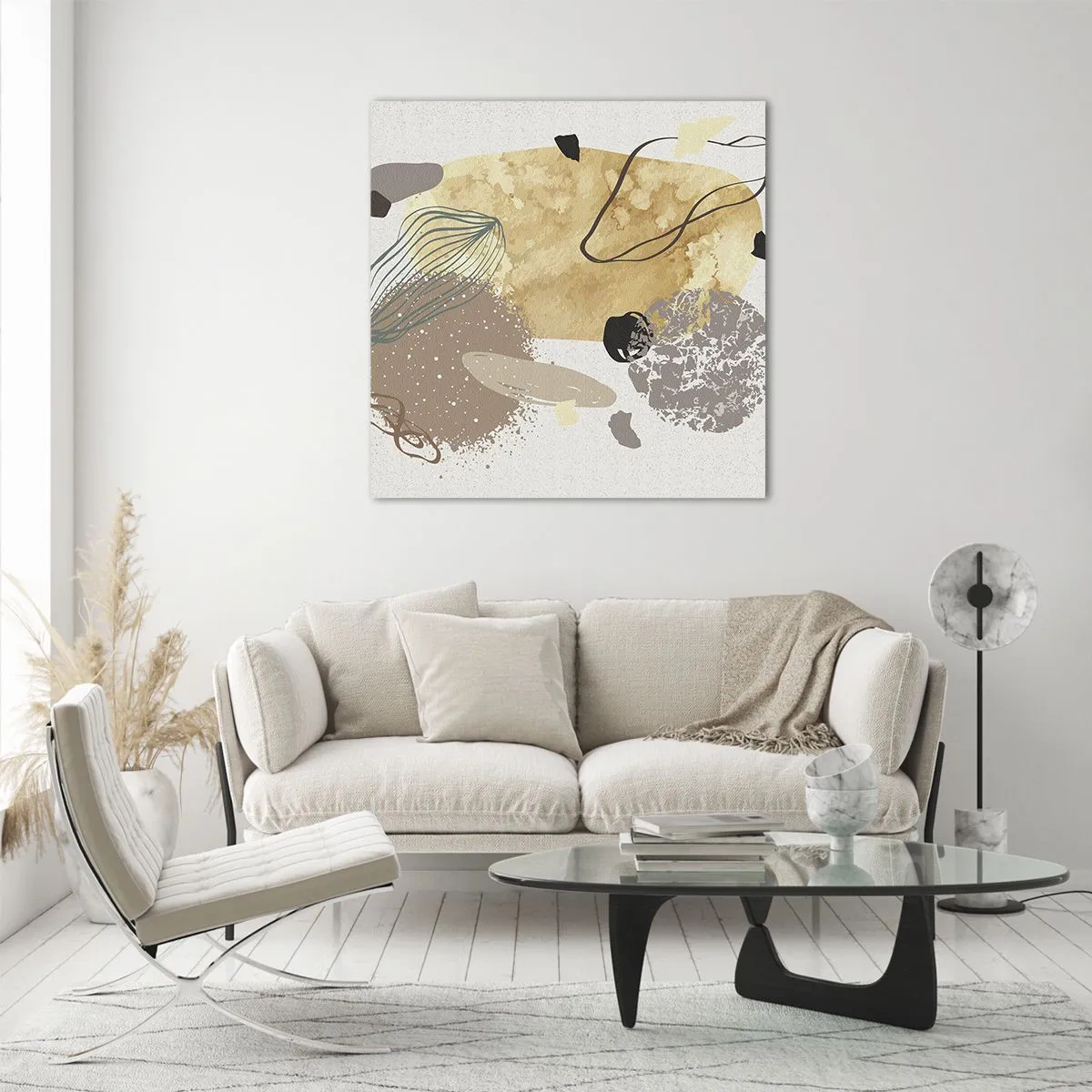 Schilderen op glas - Toegepaste plumcologie - 50x50 cm