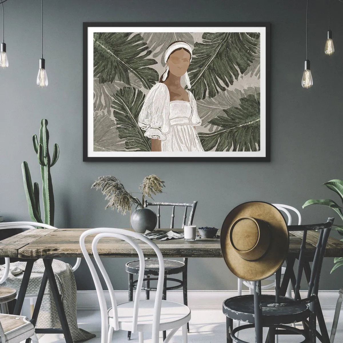 Poster in een zwarte lijst - Exotisch portret - 70x50 cm