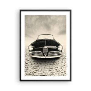 Poster in een zwarte lijst - De voorkant van een klassieke auto op een geplaveide straat - 50x70cm - Je moet gewoon van me houden - Moderne wanddecoratie voor woonkamer en slaapkamer ARTTOR