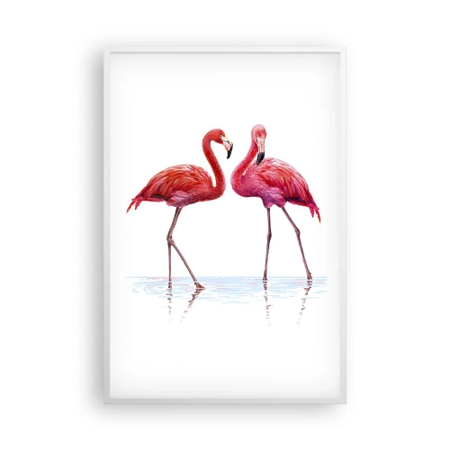 Poster in een witte lijst - Roze randez-vous - 61x91 cm