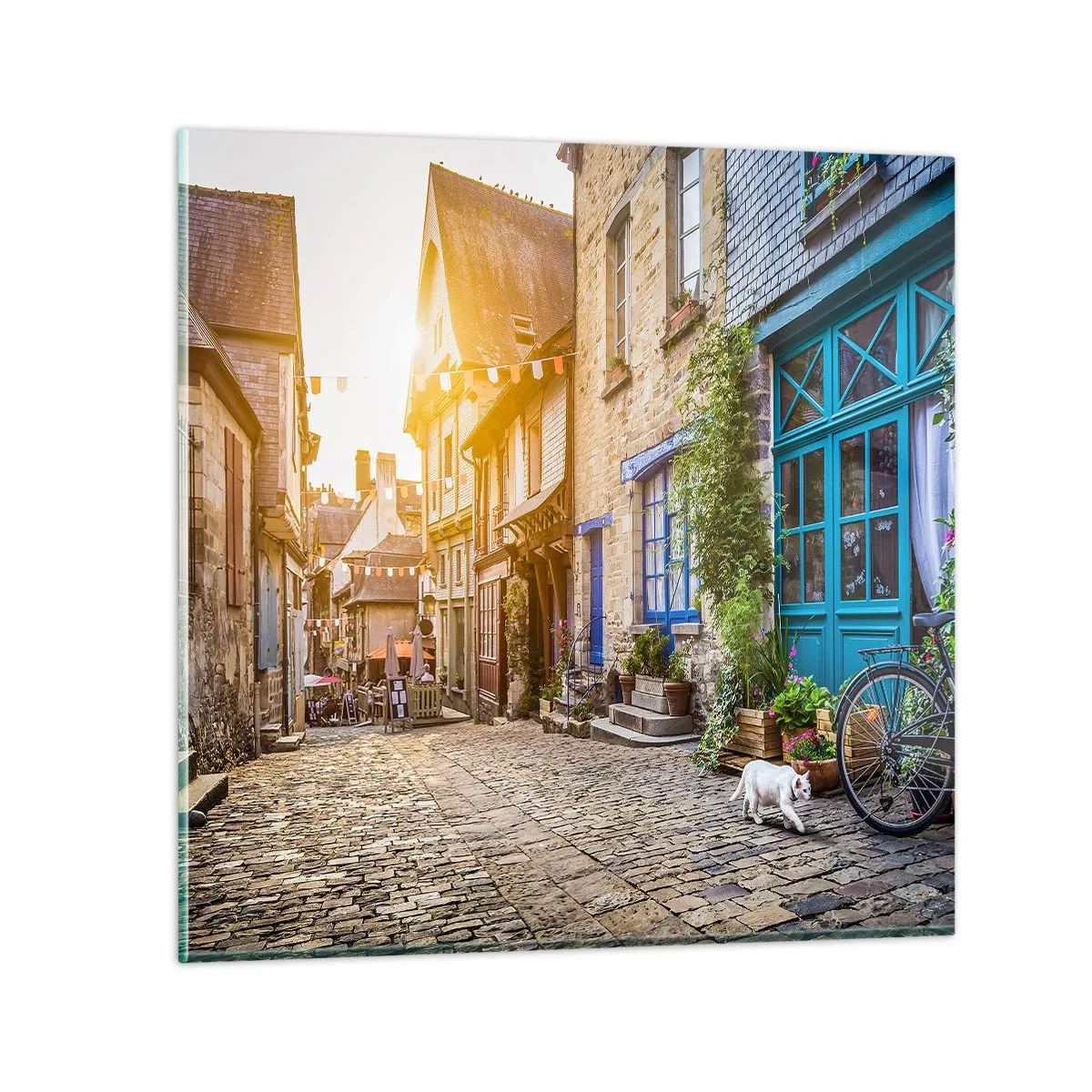 Schilderen op glas - De witte geest van het stadje - 40x40 cm