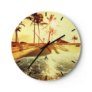 Wandklok - Klok - Een wijzerplaat met een strandmotief in het licht van de ondergaande zon - 30x30cm - Californië middag - Moderne wanddecoratie voor woonkamer, keuken en slaapkamer ARTTOR