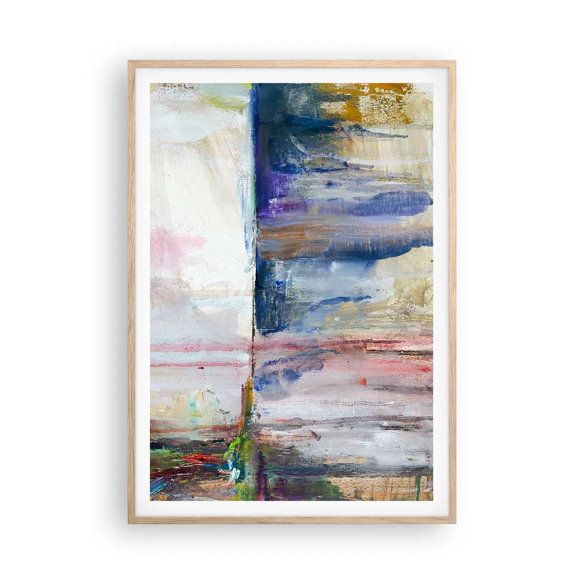 Een poster in een licht eiken lijst - Kleurrijke impressies en associaties - 70x100 cm