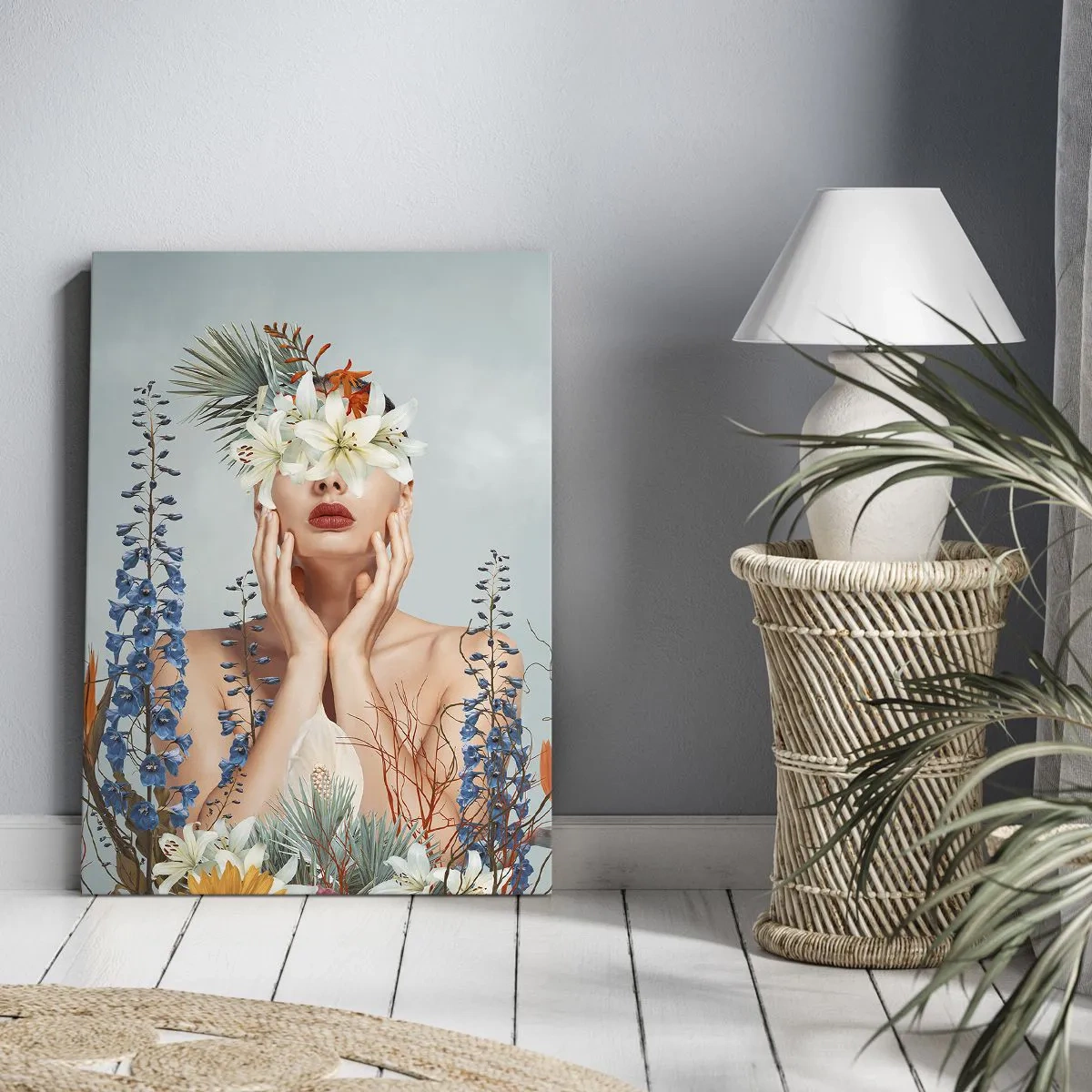 Schilderen op canvas - Vrouw - bloem - 50x70 cm