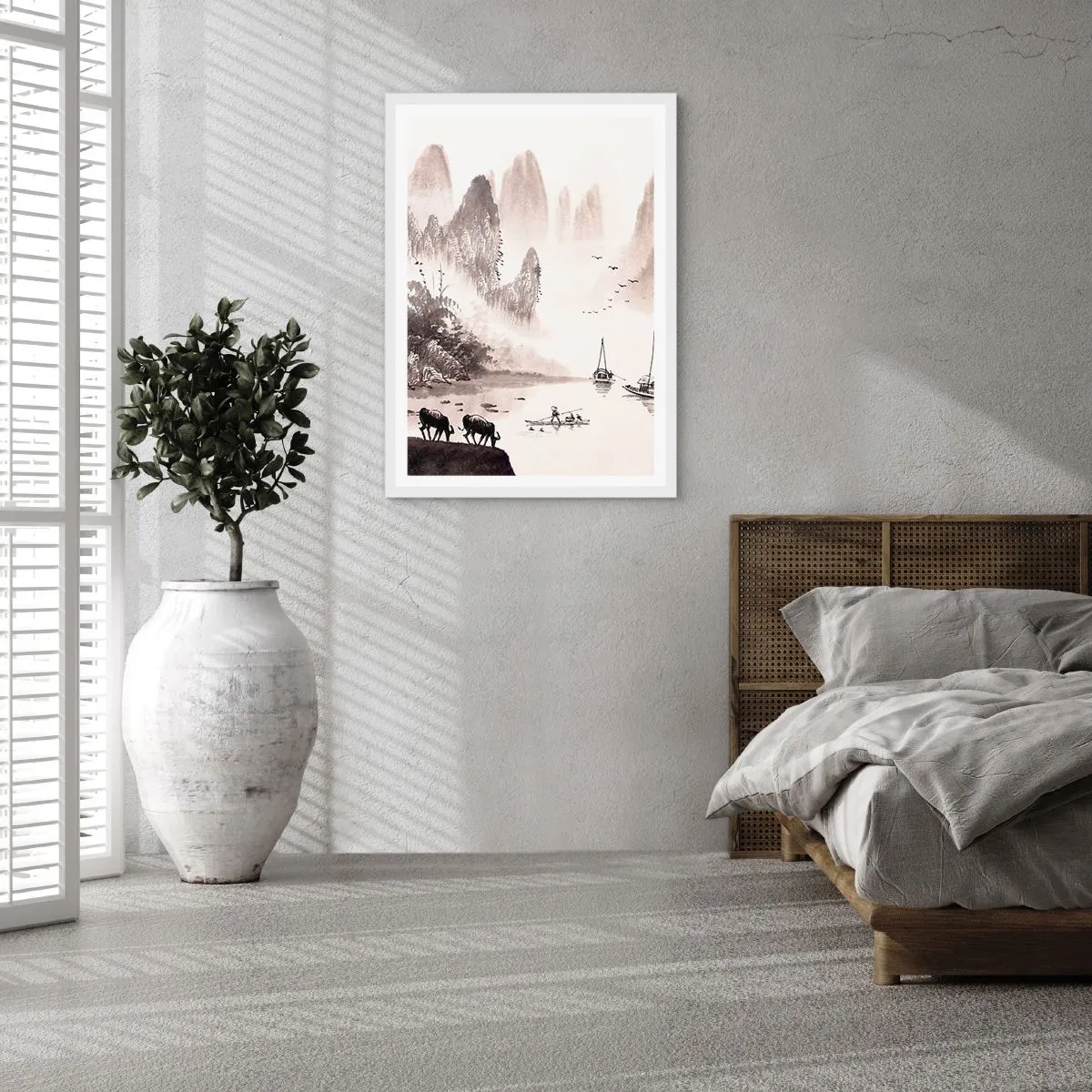 Poster in een witte lijst - Het exotische alledaagse leven van het Oosten - 61x91 cm