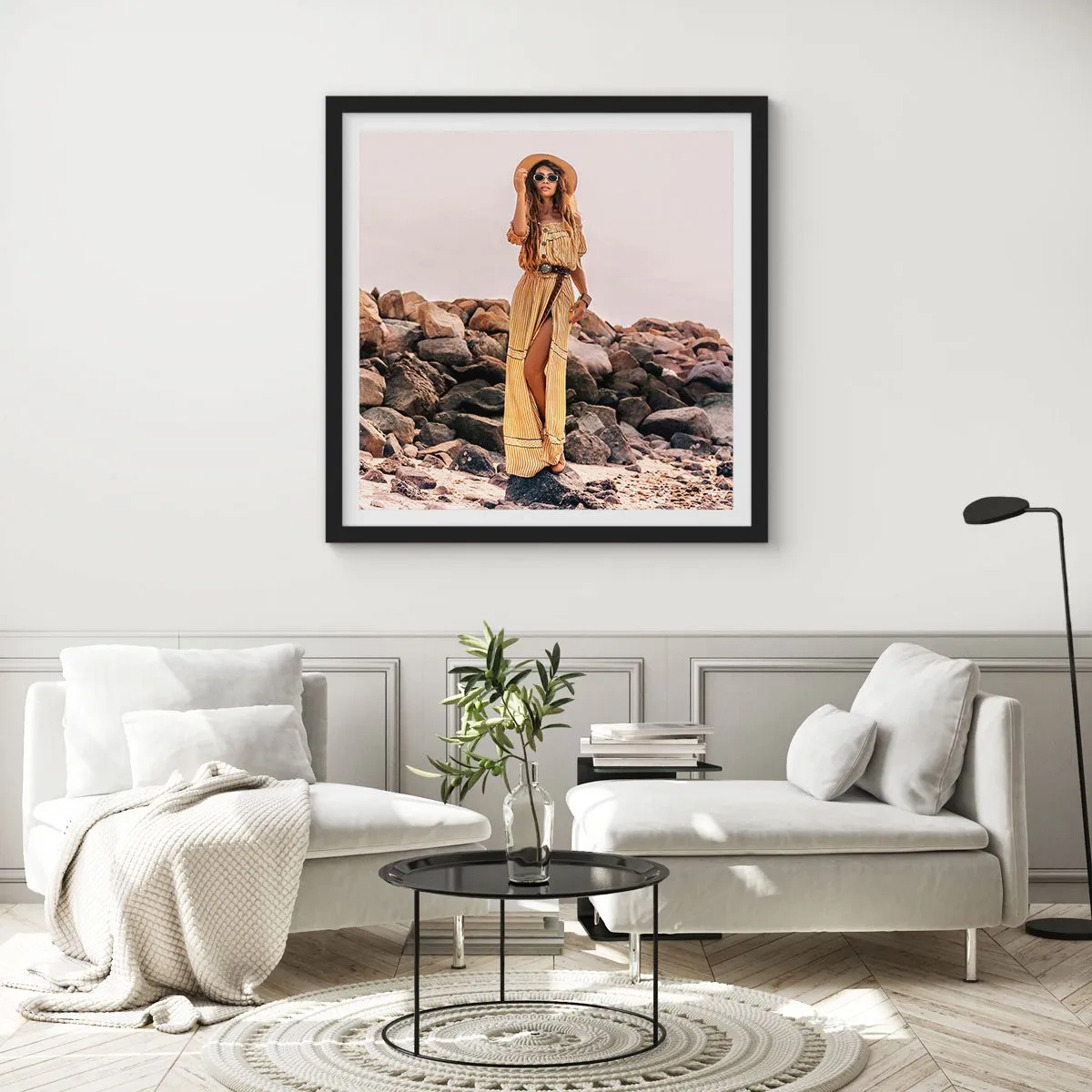 Poster in een zwarte lijst - De magie van stenen - 30x30 cm