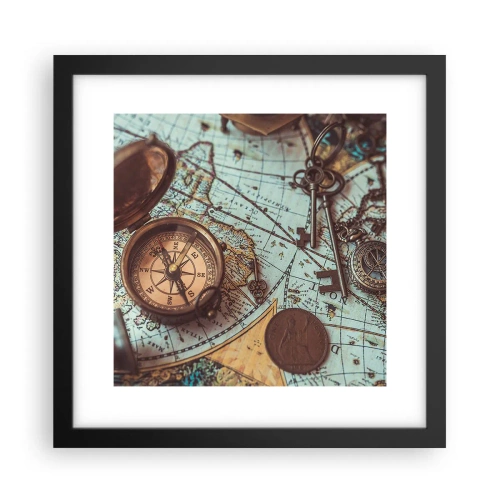 Poster in een zwarte lijst - Voor de avonturier - 30x30 cm